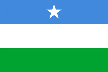 Flag of Puntland State (Federal Republic of Somalia) Puntland State of Somalia, horizontal tricolor of blue, white and green with a white star at the topのイラスト素材