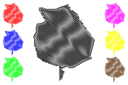 Best municipality (Kingdom of the Netherlands, Holland, North Brabant or Noord-Brabant province) map vector illustration, scribble sketch Best mapのイラスト素材