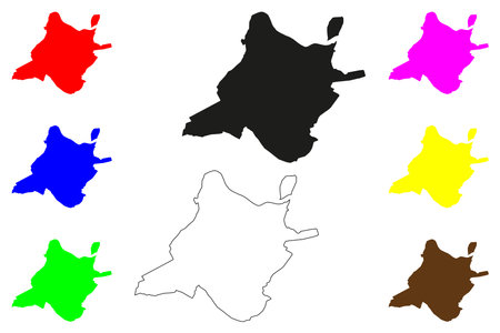 Bhilwara city (Republic of India, State of Rajasthan) map vector illustration, scribble sketch Textile city mapのイラスト素材