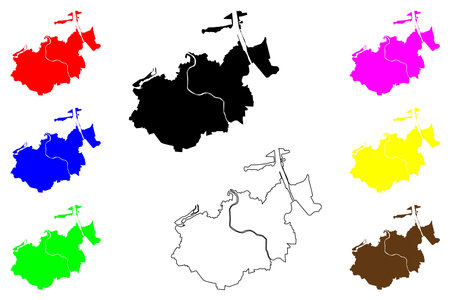 Banda Aceh city (Republic of Indonesia, Region Sumatra) map vector illustration, scribble sketch Kutaraja mapのイラスト素材