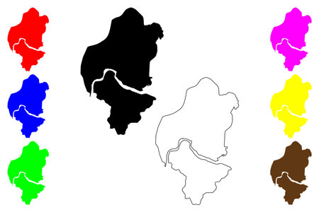 Samarinda city (Republic of Indonesia, Region Kalimantan) map vector illustration, scribble sketch Samarinda mapのイラスト素材