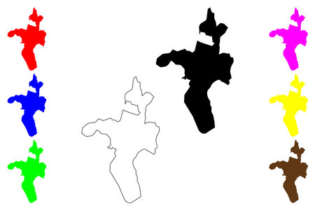 Bukan city (Islamic Republic of Iran, Persia, IRI, West Azerbaijan province) map vector illustration, scribble sketch Bukan mapのイラスト素材