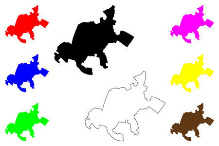 Shahreza city (Islamic Republic of Iran, Persia, IRI, Isfahan province) map vector illustration, scribble sketch Shahreza mapのイラスト素材