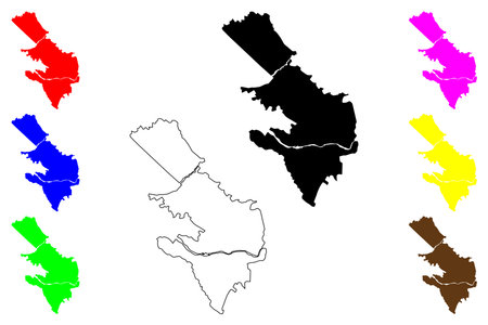 Yasooj city (Islamic Republic of Iran, Persia, IRI, Kohgiluyeh and Boyer-Ahmad province) map vector illustration, scribble sketch Yasuj mapのイラスト素材