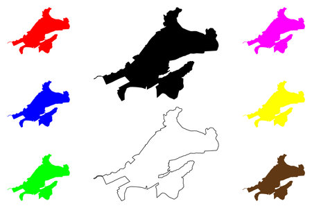 Fujimino city (Japan, Nihon-koku or Nippon-koku, Kanto region) map vector illustration, scribble sketch Fujimino-shi mapのイラスト素材