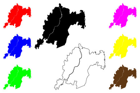 Oyama city (Japan, Nihon-koku or Nippon-koku, Kanto region) map vector illustration, scribble sketch Oyama-shi mapのイラスト素材