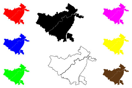 Takaoka city (Japan, Nihon-koku or Nippon-koku, Chubu region) map vector illustration, scribble sketch Takaoka-shi mapのイラスト素材