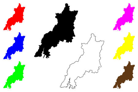 Yamaguchi city (Japan, Nihon-koku or Nippon-koku, Chugoku region) map vector illustration, scribble sketch Yamaguchi-shi mapのイラスト素材