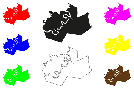 Teluk Intan city (Malaysia) map vector illustration, scribble sketch Bandar Teluk Intan mapのイラスト素材