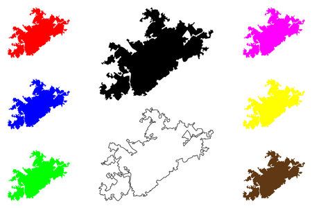 Iwo city (Federal Republic of Nigeria, Osun State) map vector illustration, scribble sketch IwÃ³ OdÃ­derÃ© mapのイラスト素材