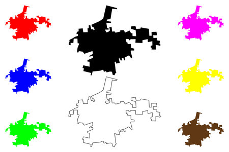 Kukawa city (Federal Republic of Nigeria, Borno State) map vector illustration, scribble sketch Kuka mapのイラスト素材