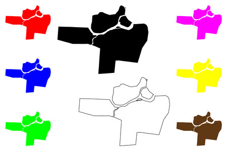 Nowshera city (Islamic Republic of Pakistan) map vector illustration, scribble sketch Nowshera mapのイラスト素材