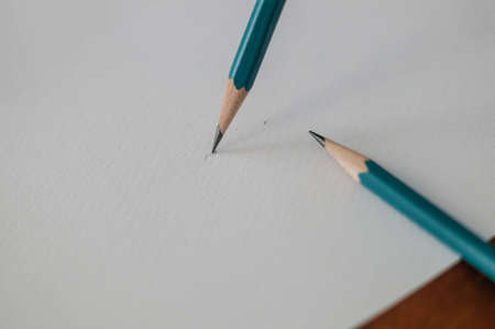 artist pencils on watercolor paperの写真素材