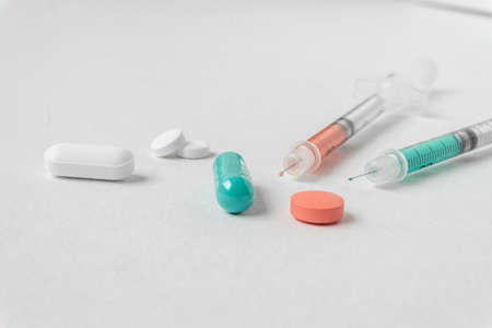 vaccines and medicines to cure covidの写真素材