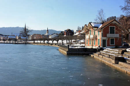 House on lake promenadeのeditorial素材