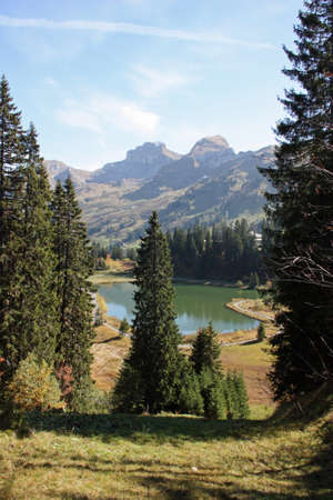 Swis scenery with lake viewの写真素材