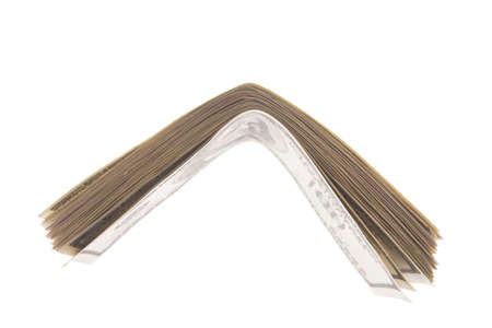 stack of us dollars currency isolated over white
