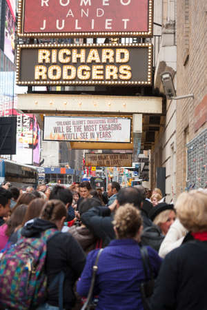 NEW-YORK, USA - OCTOBER 9: Orlando Bloom gives autographs prior to ROMEO AND JULIET performance at...