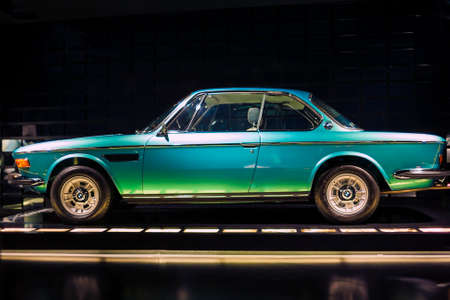 Munich, Germany- june 17, 2012: BMW 3.0 CSi Coupe Automobile on Stand in BMW Museum in June 17,...