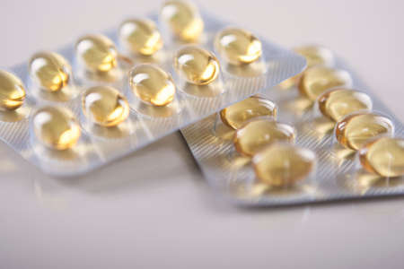 Fish Oil Pills in capsules. Horizontal Imageの写真素材