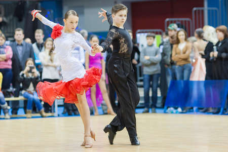 MINSK-BELARUS, FEBRUARY, 9: Unidentified Dance Couple Performs Youth-2 Latin-American Program on...