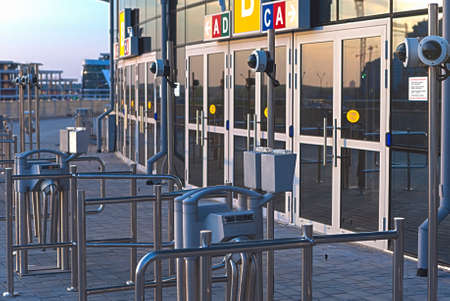 Security Check-Point in Front of One of The Entrances of Minsk-Arena Ice-Hockey Championship-2014...
