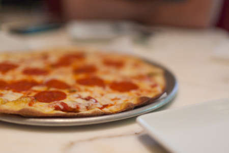 Traditional Pizza with Salami.Horizontal Image