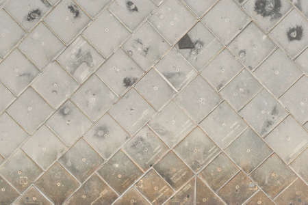 Extreme Closeup of Scratched Body Surface of the Space Shuttle Discovery on Display at the Smithsonian Air and Space Museum Steven F  Udvar-Hazy Center in Chantilly, VA, United States, United Statesのeditorial素材