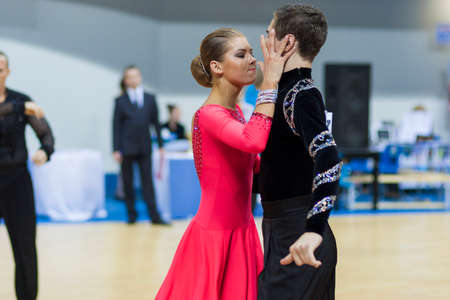 Minsk-Belarus, February, 22: Unidentified Dance Couple Performs Youth-2 Latin-American Program on Minsk WDSF Championship 2014 on February, 22, 2014, in Minsk, Republic of Belarusのeditorial素材