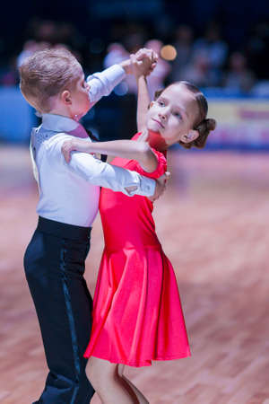 Minsk-Belarus, October 18, 2014: Unidentified Dance Couple Performs Juvenile-1 Standard European Program on IDSA World Open Championship 2014 in October 18, 2014, in Minsk, Republic of Belarusのeditorial素材