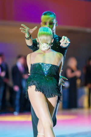 Minsk-Belarus, October 18, 2014: Egor Kosyakov-Anastasiya Belmach perform Adult Latin-American...