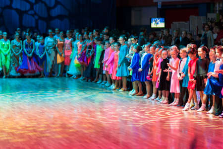 Minsk-Belarus, October 19, 2014: Dance couples standing prior to the IDSA World Open Championship 2014 start-off in October 19, 2014, in Minsk, Republic of Belarusのeditorial素材