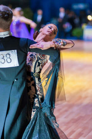 Minsk-Belarus, October 19, 2014: Unidentified Dance Couple Performs Youth-2 Standard European Program on IDSA World Open Championship 2014 in October 19, 2014, in Minsk, Republic of Belarusのeditorial素材
