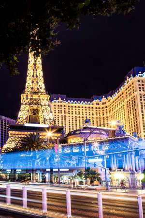 Las Vegas Strip At Night. Light Trails Because of Long Exposure Used. Vertical Image Orientationのeditorial素材