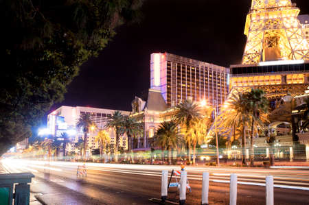 Las Vegas Strip At Night. Light Trails Because of Long Exposure Used.Horizontal Image Orientationのeditorial素材