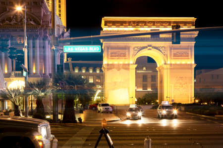 City of Las Vegas at Night. Las Vegas Bulevard. Night Shot. Horizontal Image Compositionのeditorial素材