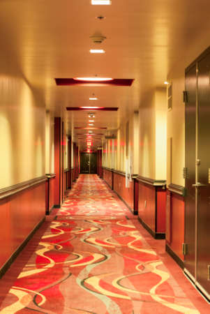Indoors View of Long Hotel Corridor. のeditorial素材