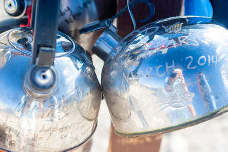Closeup of Kettles Across Teakettle Junction in Death Valley in California, USA. Horizontal Image Orientationのeditorial素材