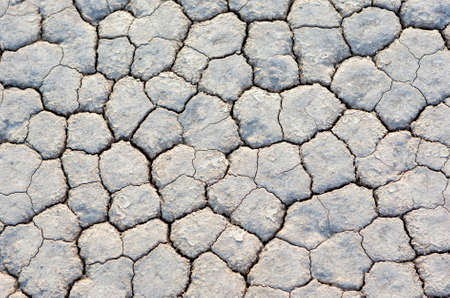 Extreme Closeup Of Dry and Cracked Mud Soil in Racetrack Playa in Death valley National Park in...