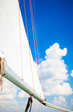 Travel Concepts: Mast of the Yacht On Sea. Vertical Image Orientationの写真素材