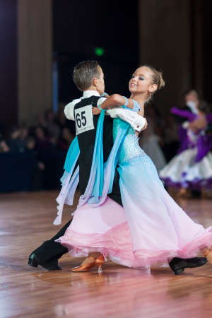 Minsk, Belarus-September 26, 2015: Besov Pavel and Popova Ekaterina Perform Youth-2 Standard Program on III International IDSA World Dance Championship Capital Cup Minsk- 2015 on September 26, 2015, in Minsk, Belarusのeditorial素材
