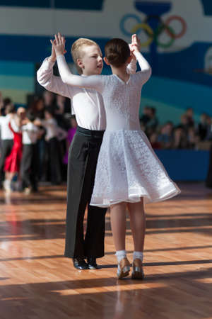 Minsk, Belarus-April 3, 2016: Unidentified Dance Couple Performs Juvenile-1 Standard European Program on the IDSA Championship Kinezis Star Cup ï¿½ 2016 in April 3, 2016 in Minsk, Republic of Belarusのeditorial素材