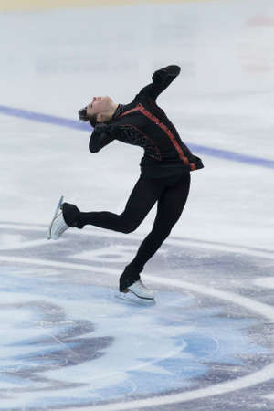 Minsk, Belarus -November 19, 2016: Unidentified Female Figure Skater performs Ladies Free Skating Program at Ice Star International Figure Skating competition in November 19,  2016 in Minsk, Republic of Belarusのeditorial素材