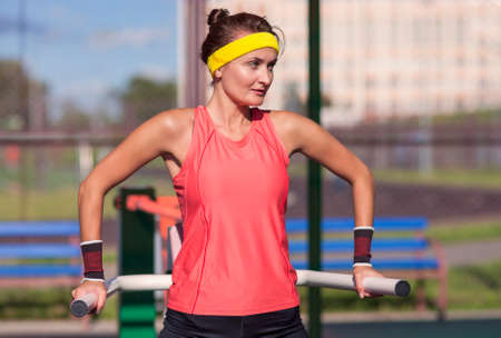 Sport Ideas. Caucaasian Professional Female Athlete In Outfit Having Fitness Workout Training...