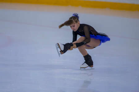 Minsk, Belarus -April 23, 2017: Unidentified Female Figure Skater performs Chicks Ladies Free...