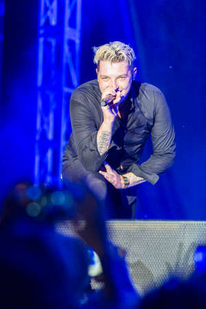 Minsk, Belarus-August 12, 2017: World Famous British Pop-Singer John Newman Performing at A-Fest Music Festival on August 12, 2017 in Minsk, Republic of Belarus.のeditorial素材