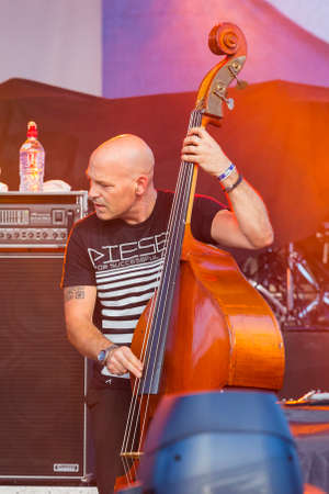 Minsk, Belarus-August 12, 2017: Bass Guitarist and Contrabass Player Makrus Bodenseh of World...