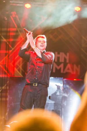 Minsk, Belarus-August 12, 2017: World Famous British Pop-Singer John Newman Performing at A-Fest Music Festival on August 12, 2017 in Minsk, Republic of Belarus.のeditorial素材