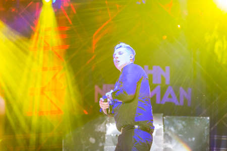Minsk, Belarus-August 12, 2017: World Famous British Pop-Singer John Newman Performing at A-Fest Music Festival on August 12, 2017 in Minsk, Republic of Belarus.のeditorial素材