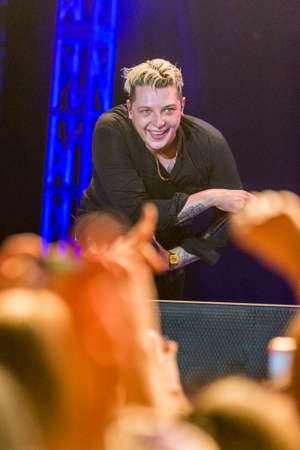 Minsk, Belarus-August 12, 2017: World Famous British Pop-Singer John Newman Performing at A-Fest Music Festival on August 12, 2017 in Minsk, Republic of Belarus.のeditorial素材